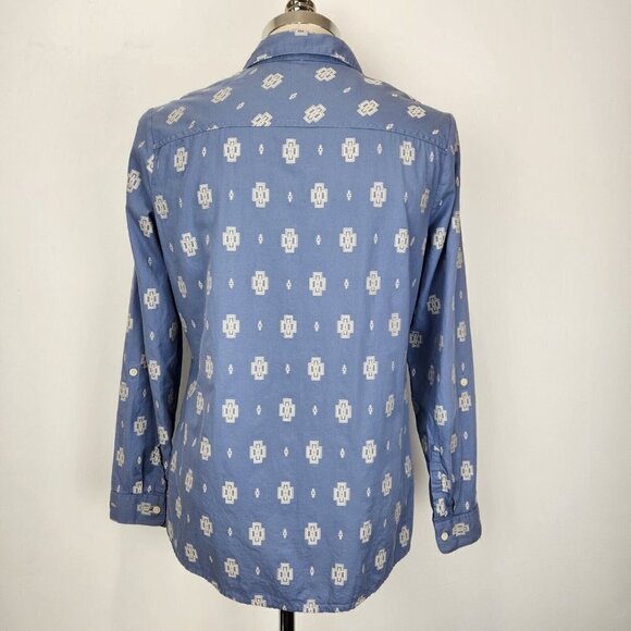 Pendleton Button Up Shirt Womens M Southwestern Blue‎ White Roll Tab Sleeves - Picture 4 of 10